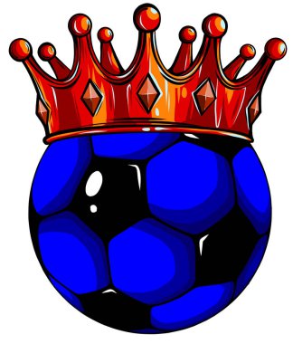 Beyazda izole edilmiş bir futbol topunda altın taç