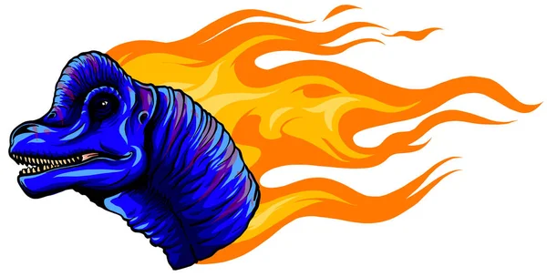 Vektor-Illustration Brachiosaurus mit Flamme. Designkunst — Stockvektor
