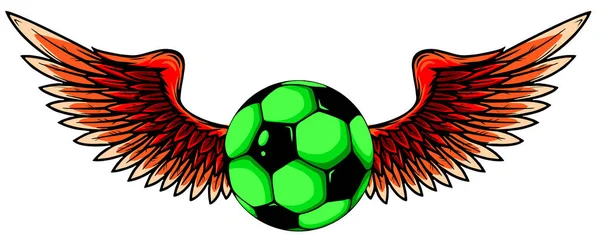 Pelota de fútbol con alas emblema fútbol diseño vector — Archivo Imágenes Vectoriales