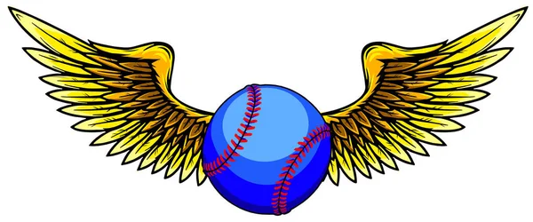 Vector ilustratio de pelota de béisbol con alas — Archivo Imágenes Vectoriales