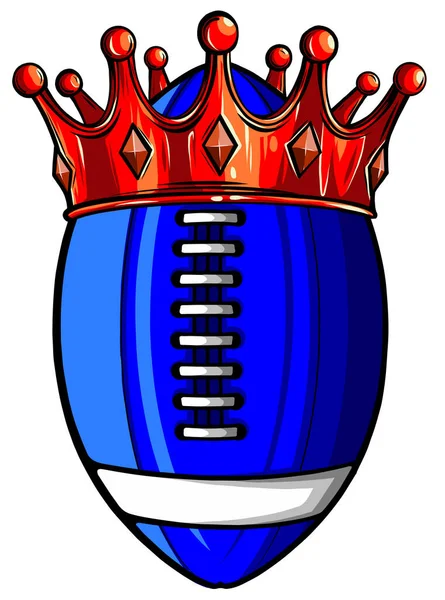 An illustration of an American football ball wearing a golden crown. vector — Stock Vector