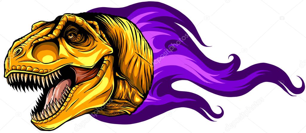 Vector illustration tyrannosaurus rex with flame. design art