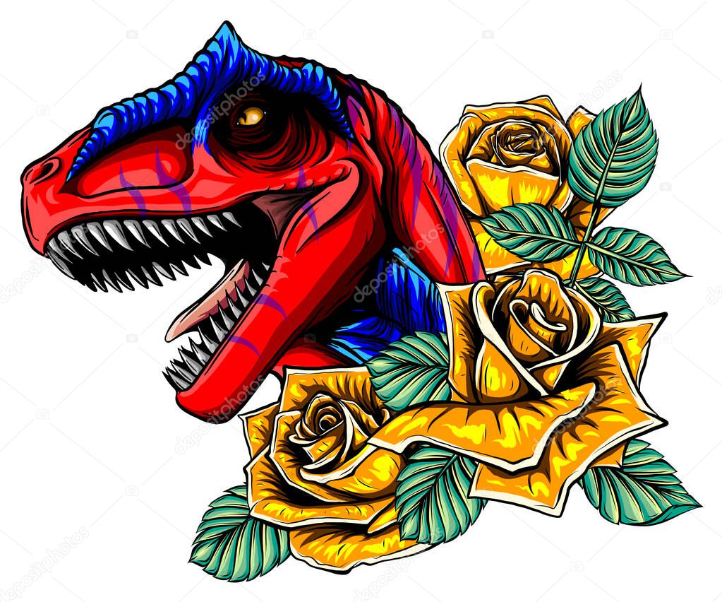 dinosaurus allosaurus head art vector illustration design