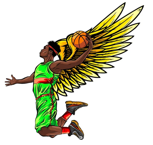 Basketbalspeler. Vector illustratie gemaakt in onderwerp Tweede wind — Stockvector