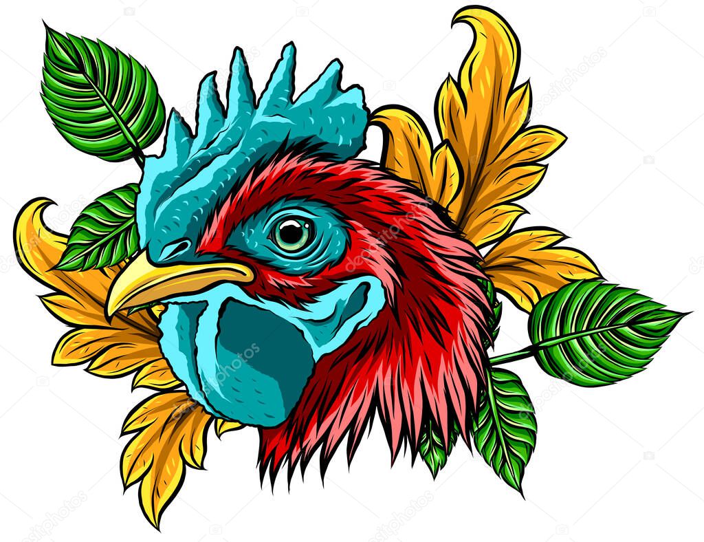 Chicken rooster head mascot vector