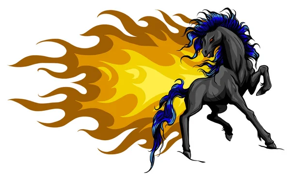 Pferdesilhouetten mit Flammenzungen. Vektorillustration. — Stockvektor