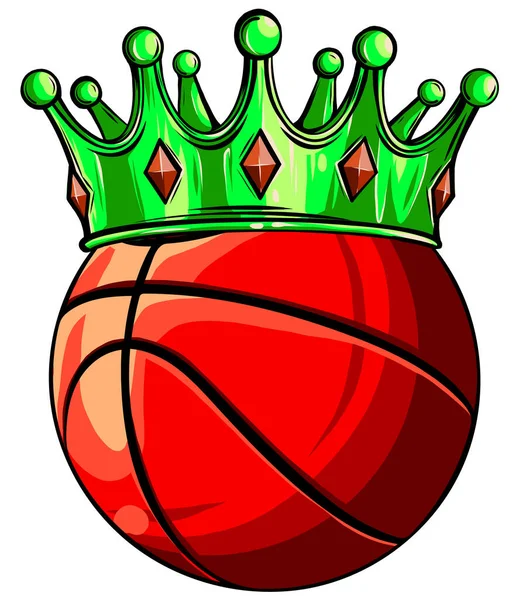Basketball King Crown. Icono ganador del deporte, Ilustración de estilo emoji. — Archivo Imágenes Vectoriales