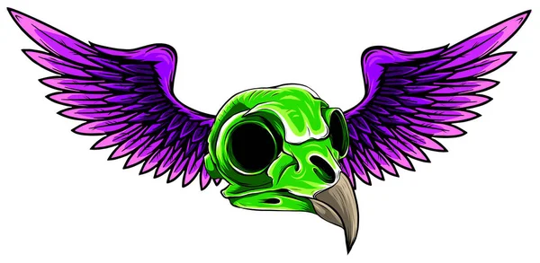 Crâne latéral avec des ailes illustration vectorielle art — Image vectorielle