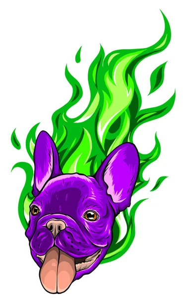 Bull Dog Flame Tattoo in Beast Mode — Stock Vector