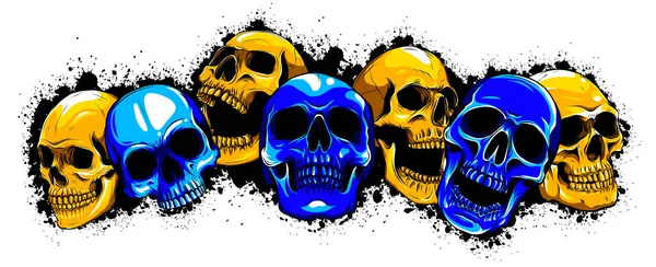 Vector illustration group of human skulls. Human skull design for characters. — Stock Vector