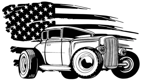 Vektor tecknad Retro Hot Rod vektor illustration design — Stock vektor