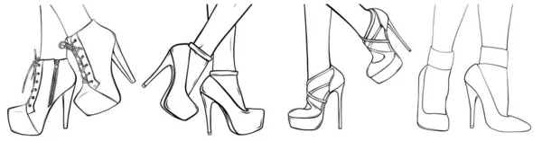 Mode High Heels Schuhe. Vektor Art Illustration. — Stockvektor