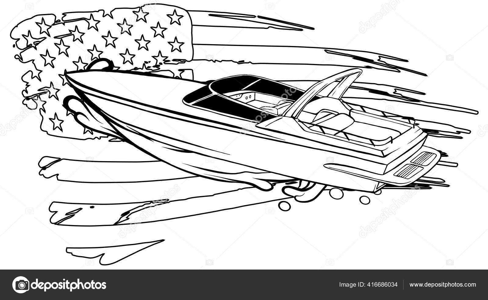 Speedboat sketch icon Royalty Free Vector Image