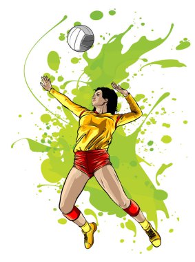 Soyut voleybol kadın voleybol oyuncusu vektör çizimi