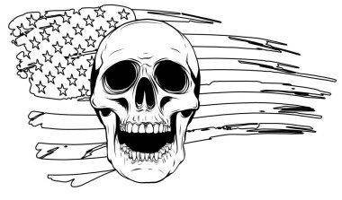 Kafatası ve bayrak. Vektör illüstrasyon grafikleri