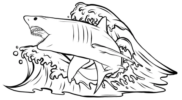 Cartoon vector illustratie van witte haai ontwerp — Stockvector