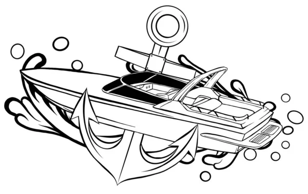 Illustrazione vettoriale con grafica della barca su sfondo bianco. — Vettoriale Stock