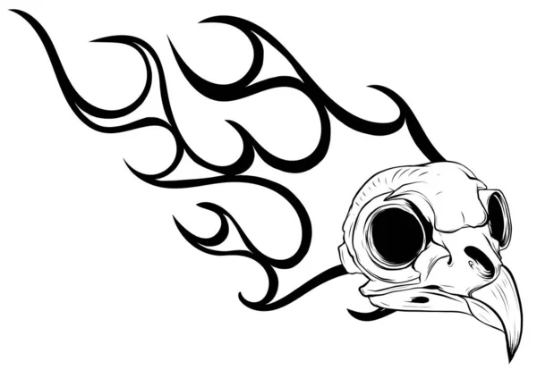 Illustration vectorielle de gravure sur crâne d'oiseau. Crâne en os d'oiseau, symbole occulte de la sorcellerie. vecteur — Image vectorielle