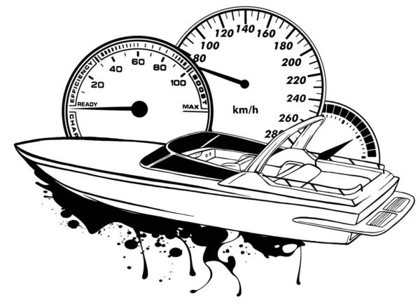 Grafika Speed łódź wyścig wektor ilustracja sztuka — Wektor stockowy