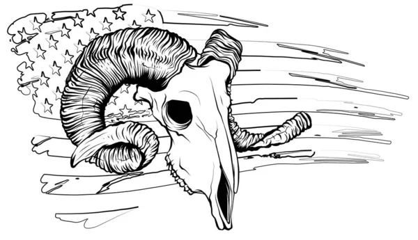 Goat Head Illustration with america 플래그 벡터 삽화 — 스톡 벡터