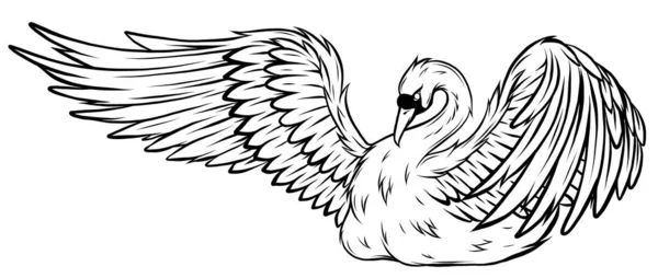 Лебеді в стилі гравірування. Вікторна ілюстрація, ізольоване, згруповане, прозоре тло — стоковий вектор