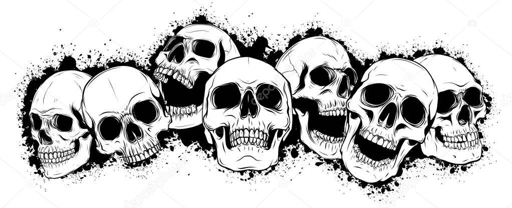 vector grunge background with a skulls.