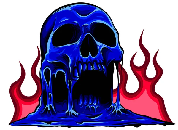 Skull on Fire with Flames Vector Illustration — Stock Vector