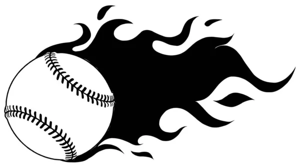 Ilustração vetorial de softball ou beisebol com linhas de movimento em preto e branco —  Vetores de Stock