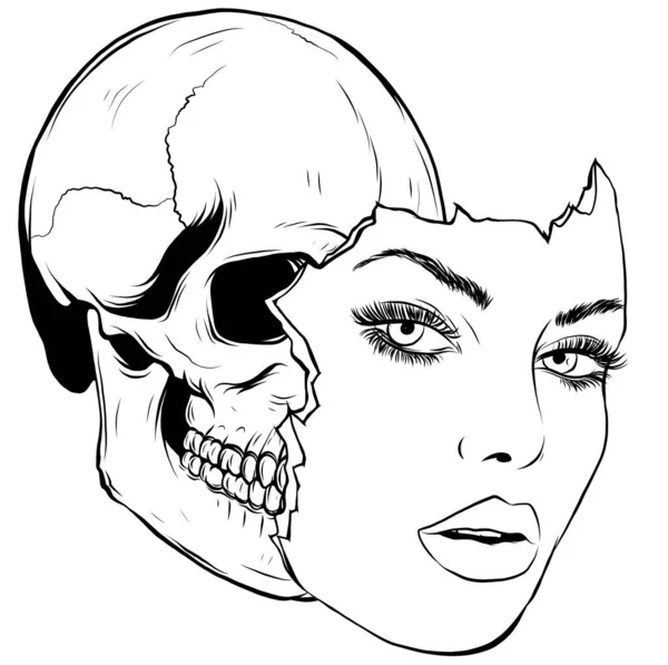 Illustration vectorielle d'une femme du cou, réalisée pour Dia de los Muertos, Jour des Morts. — Image vectorielle