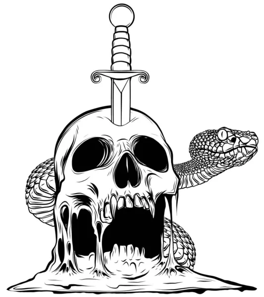 Snake and Skull Vector Illustrazione disegno dell'immagine — Vettoriale Stock