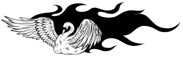 Imagem vetorial de um cisne representado na forma de uma chama. — Vetor de Stock