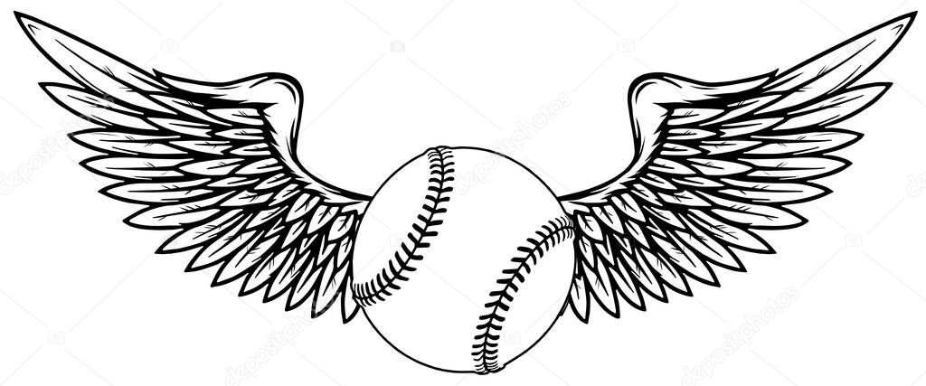 Baseball Ball Design Element Vector Drawing