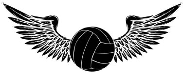 Spor Voleybol Amblemi Siyah Silüet Tasarım Eleman Logosu Vektörü