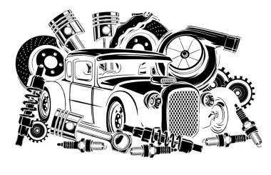 Araba Yedekleme Çerçevesi 'nin vektör illüstrasyonuName