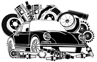 Araba Yedekleme Çerçevesi 'nin vektör illüstrasyonuName