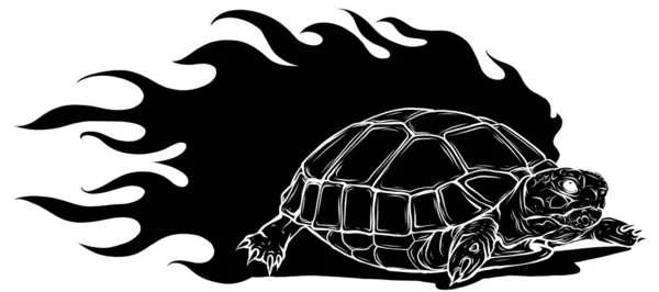 Vector Ilustración de silueta negra Sulcata land tortoise design — Vector de stock