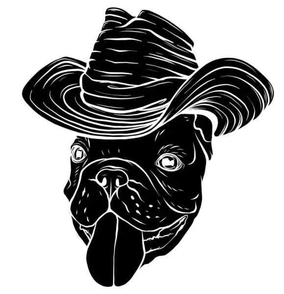 Carlin silhouette noire dans le chapeau de cow-boy illustration vectorielle graphiques — Image vectorielle