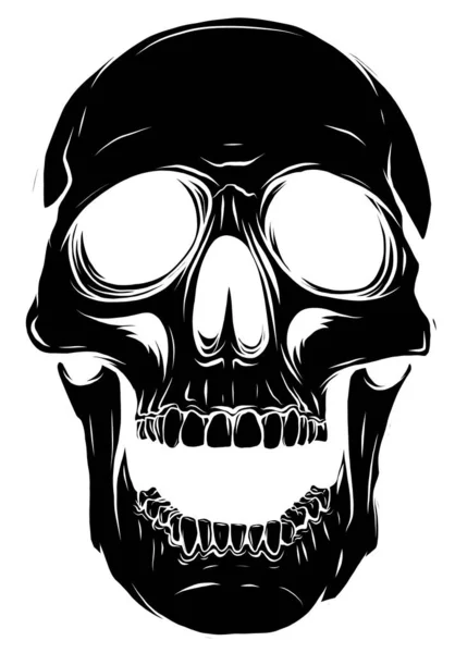 Zwart silhouet Illustratie van een menselijke schedel Vector — Stockvector
