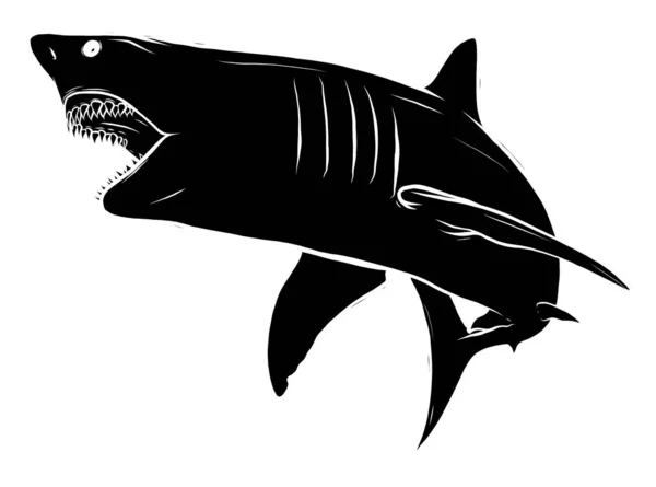 Angry silhouette shark vector icon illustration art — Stock Vector