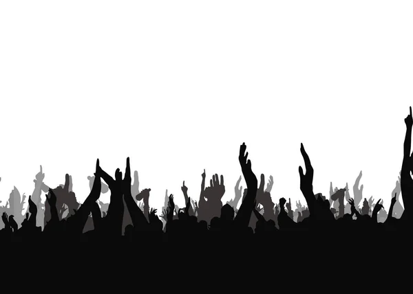 Руки Концерті Силуети Проти Сценічного Освітлення Ізольовані Білому Тлі — стоковий вектор