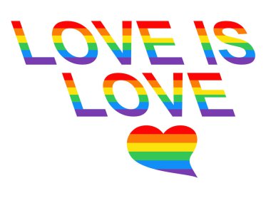 Vector LGBT gökkuşağı aşk beyaz arka plan üzerinde izole aşk yazı poster