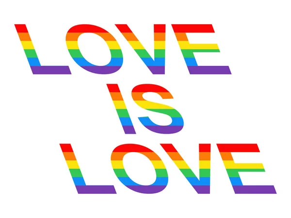 Vettoriale lgbt arcobaleno amore è amore lettering poster isolato su sfondo bianco — Vettoriale Stock