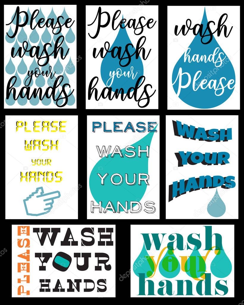 Set of Wash your hands posters