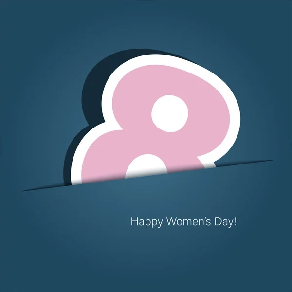 Feliz Día Mujer Pancarta Saludos Cartel Con Pegatina Vector Bolsillo — Vector de stock