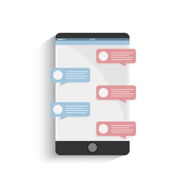 Konversation Smartphone Meddelanden Din Smartphone Pratbubblor Vektor Illustration — Stock vektor