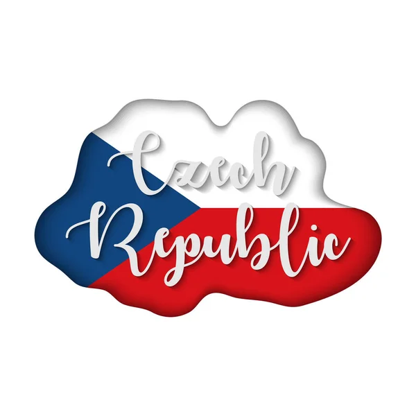 République Tchèque Lettrage Sur Drapeau Drapeau République Tchèque Illustration Vectorielle — Image vectorielle