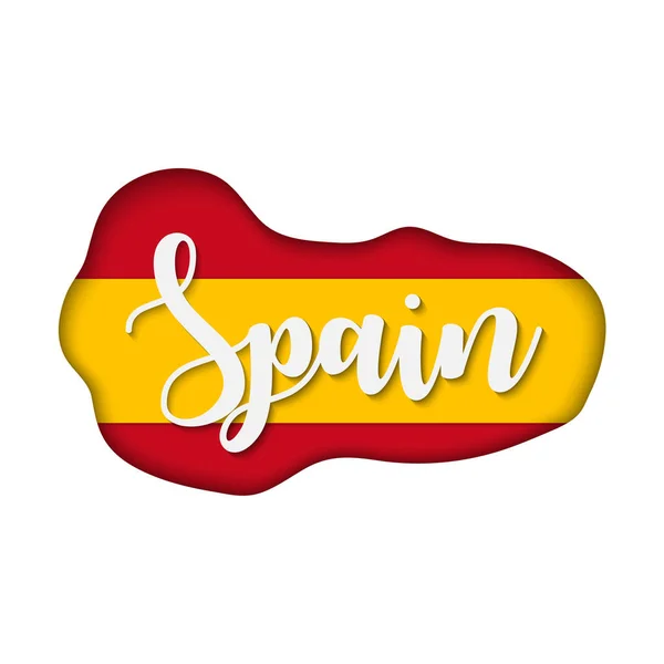 Letras España Sobre Bandera Bandera España Logo Ilustración Vectorial — Vector de stock