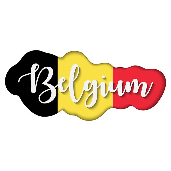 Belgium Lettering Flag Flag Belgium Vector Illustration Logo — Stock Vector