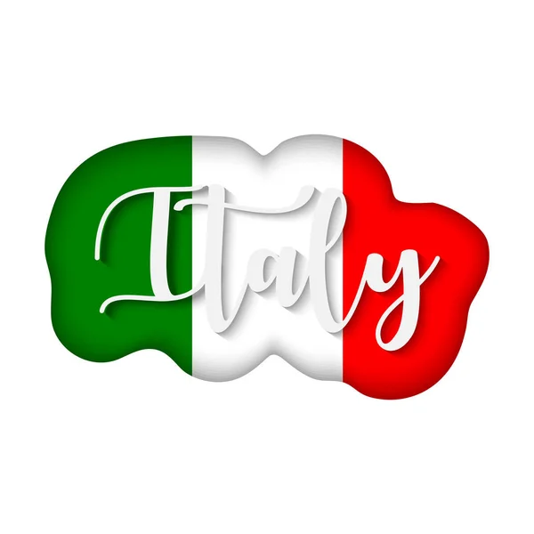 Olaszország Felirat Zászlóval Szemben Olaszország Zászlaja Vektoros Illusztráció Embléma — Stock Vector