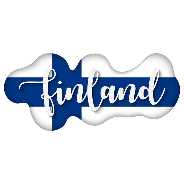 Finlandia Con Letras Sobre Bandera Bandera Finlandia Logo Ilustración Vectorial — Archivo Imágenes Vectoriales